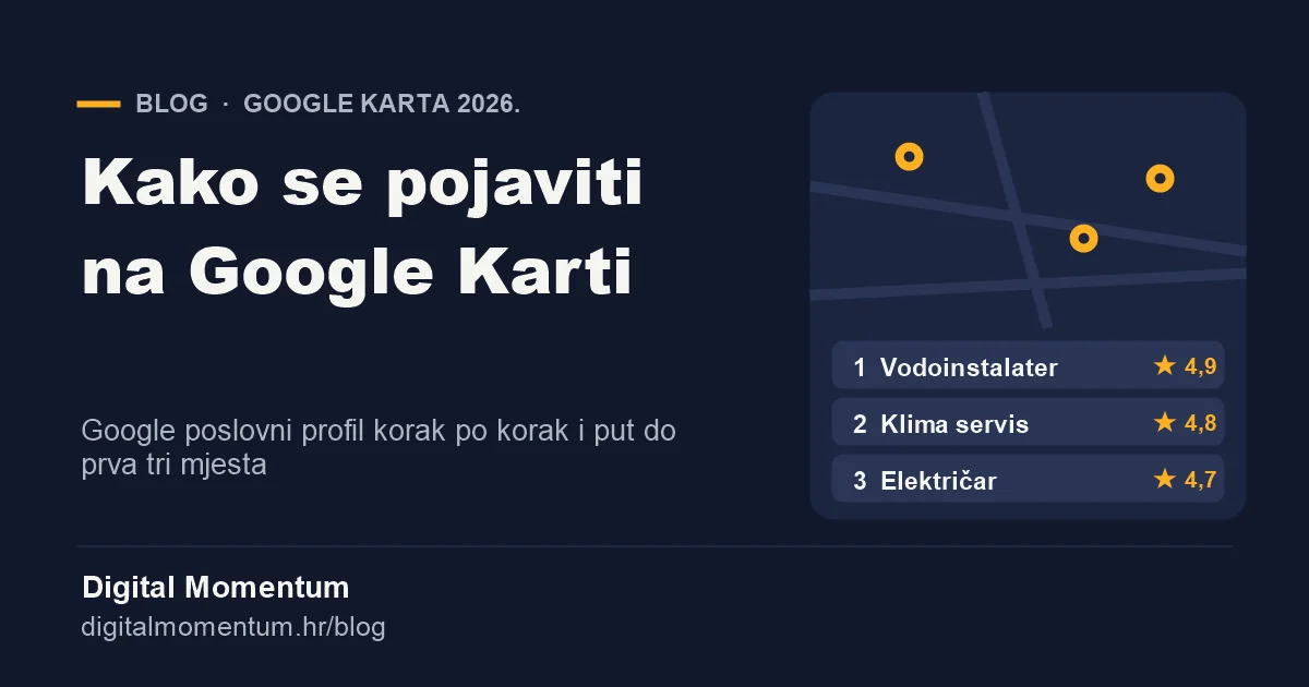 Google Karta s tri istaknute lokalne tvrtke i koraci do Google poslovnog profila